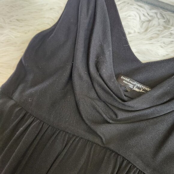 DVF Diane Von Furstenberg Silk Shift Dress Womens Sz 2 Black Tribal Boho Sleevle - Picture 11 of 13